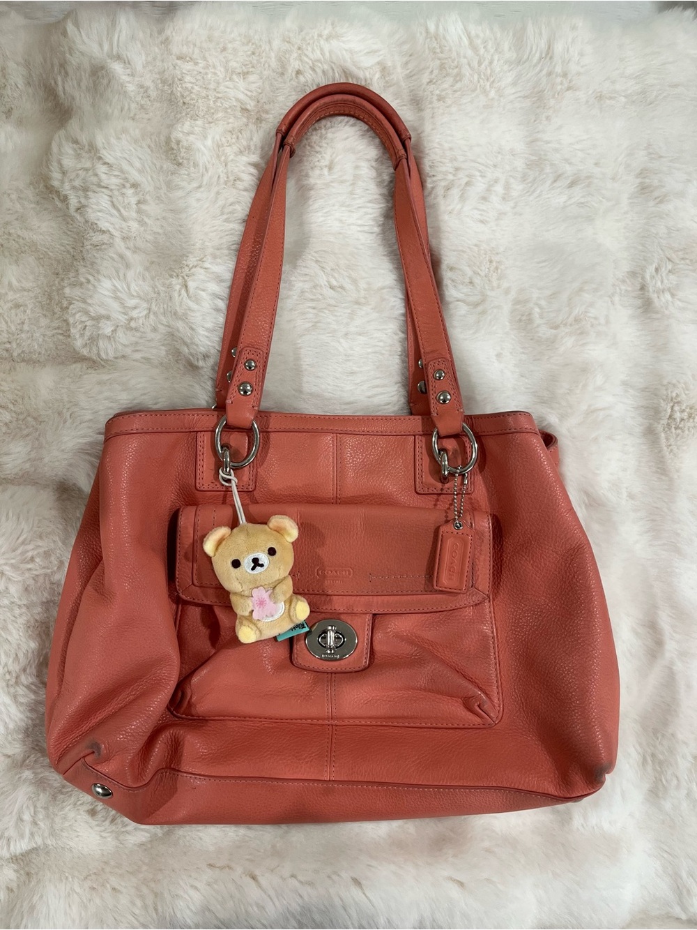 COACH Coral Leather Tote Bag/Shoulder Bag